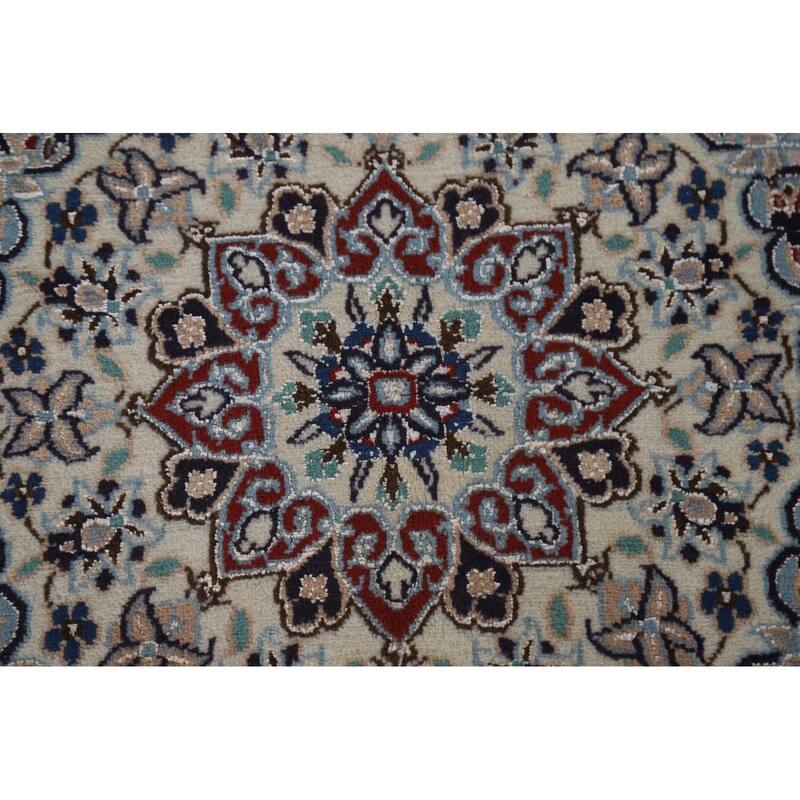 Handmade Wool & Silk Nain Persian Area Rug Oriental Carpet - 6'7"x 9'7"