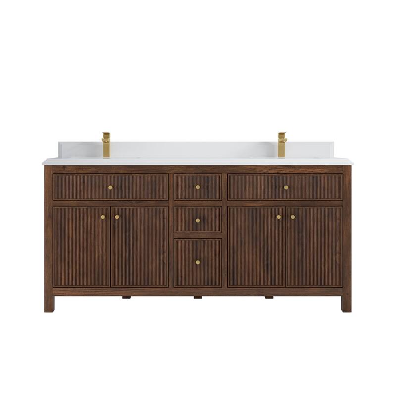 Willow Collections 72 in. W x 22 in. D Sonoma Teak Double Sink Bathroom Vanity with Countertop