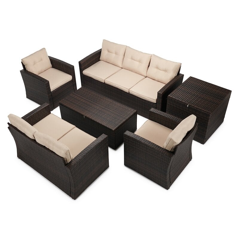 6-Piece Wicker Outdoor Patio Conversation Set