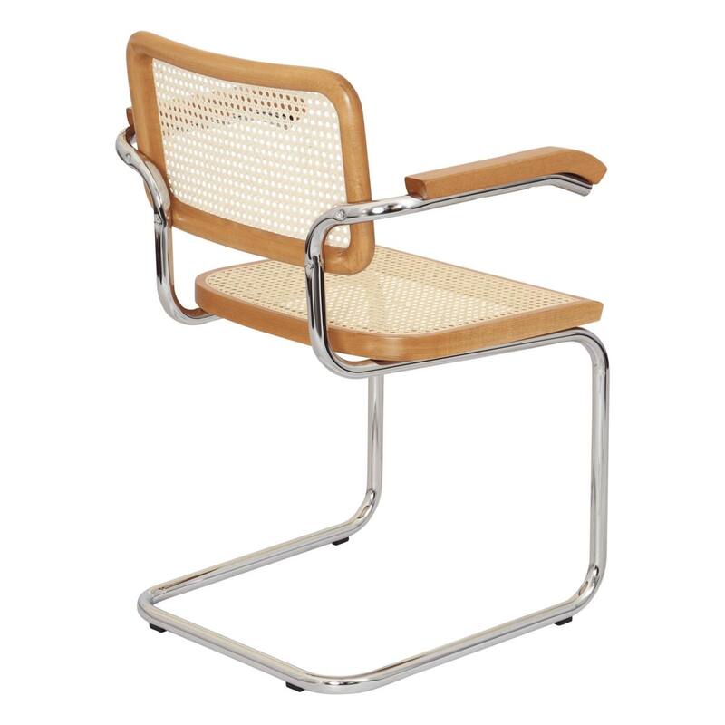 Breuer Chair Company Marcel Breuer Cesca Cane Cantilever Armchair Arm Chair w/ Chrome Steel Frame (Various Wood & Cane Colors)