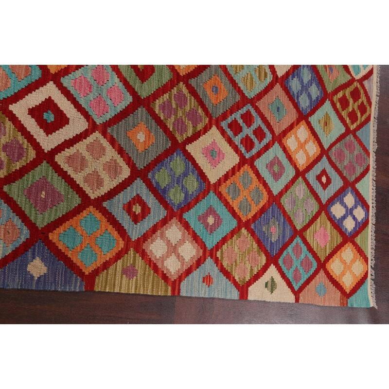 Geometric Kilim Oriental Home Decor Area Rug Wool Hand-woven - 5'2" x 6'4"