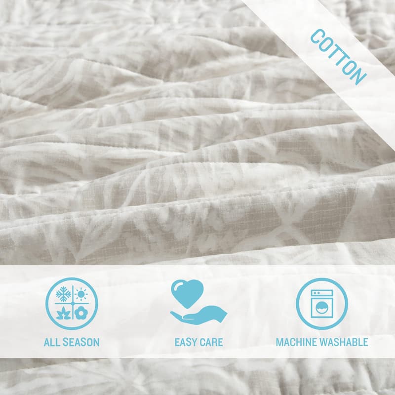 Tommy Bahama Ocean Deep Cotton Reversible Beige Quilt Set