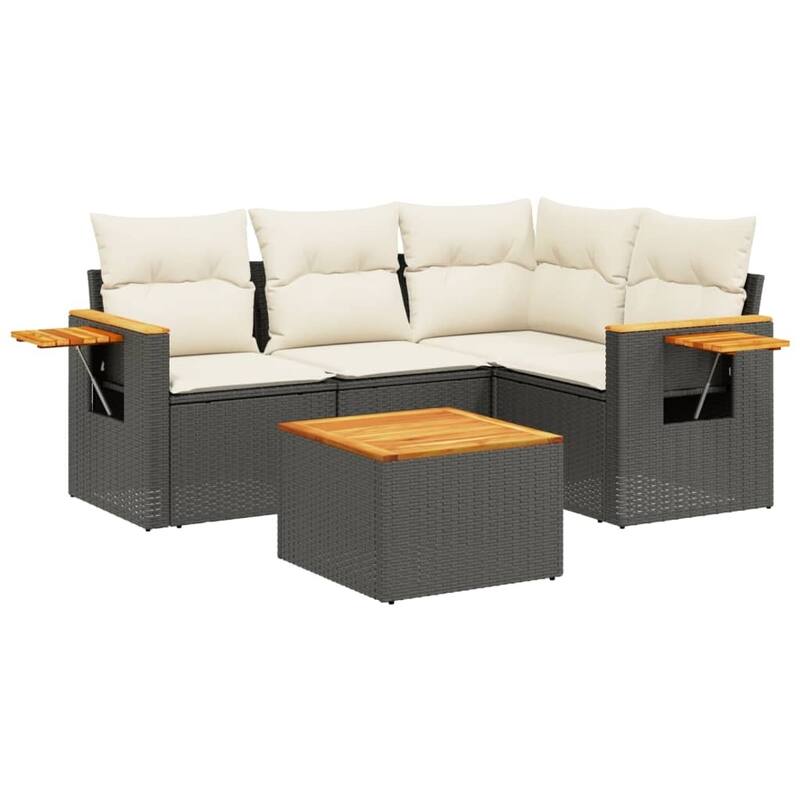vidaXL Patio Sofa Set with Cushions Outdoor Conversation Furniture Poly Rattan - 24.4 x 33.5 x 27.2 in