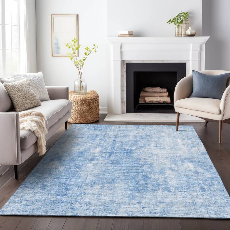 Premium Washable Super Soft Solid Ombre Mayfield Rug - Blue - 5' x 7' 6" - Rectangle