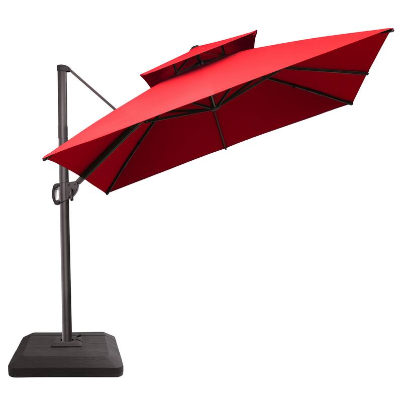 10FT Outdoor Square Patio Cantilever-Offset Umbrella with Base Stand