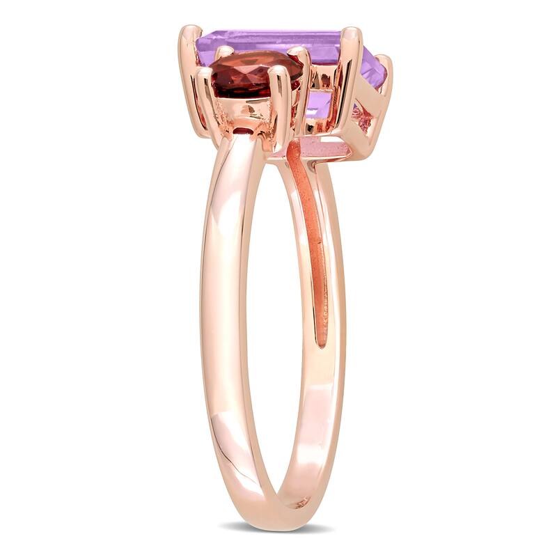 Miadora 2 4/5ct TGW Octagon Amethyst and Garnet Ring in Rose Silver