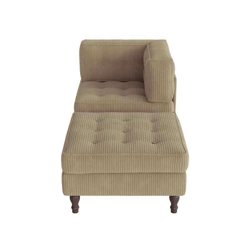 Corduroy Tufted Accent Chair Armchair and Ottoman Set