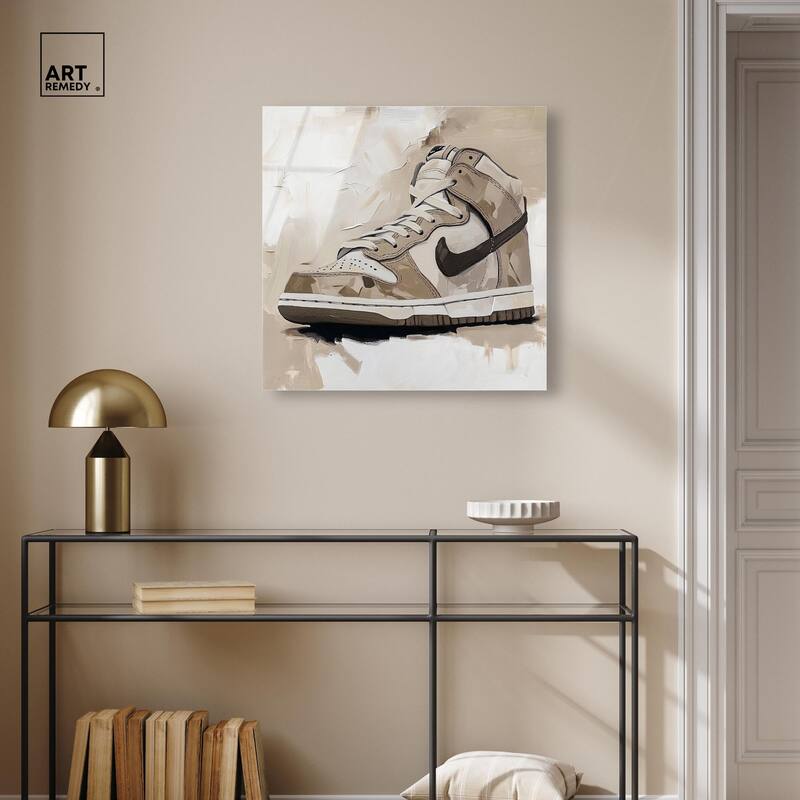 Light Tans Sneaker Acrylic by Art Remedy, Ready to Hang
