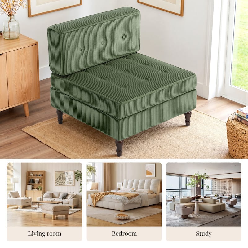 32.57" W Upholstered Corduroy Armless Accent Chair