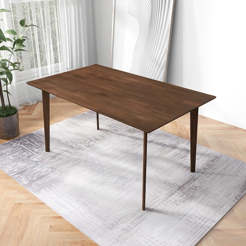 GDFStudio - Carlos Modern Solid Wood 60" Dining Table with Beveled Edges - Brown