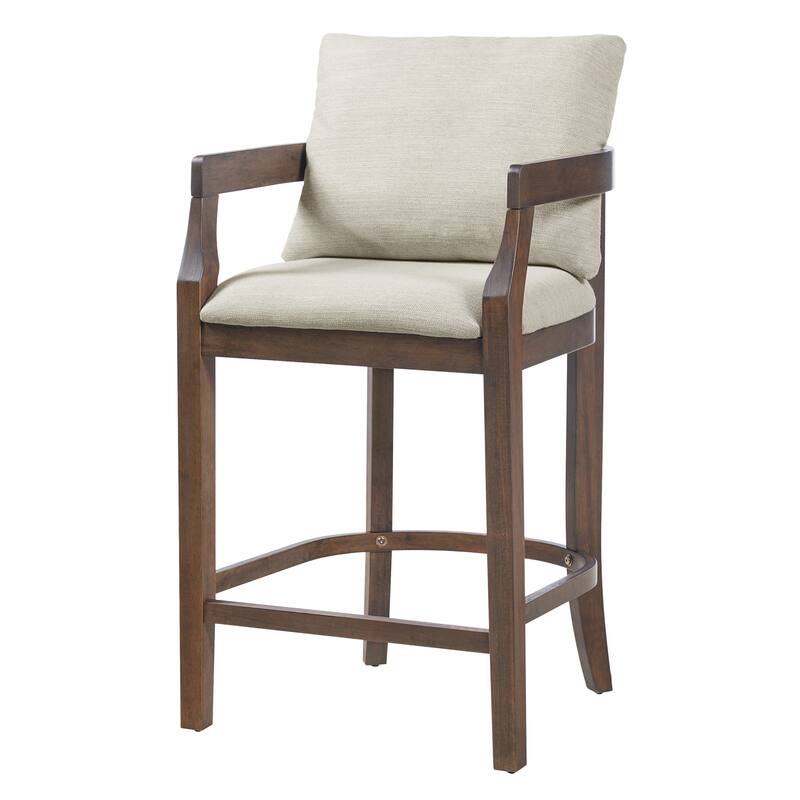 Christopher Knight Home - Rosdale Modern Upholstered Counter Height Bar Stool with Armrests, Padded Seat & Backrest, Set of 2