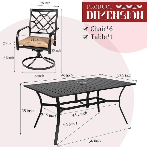 Outdoor 5/7-piece Patio Metal Dining Set