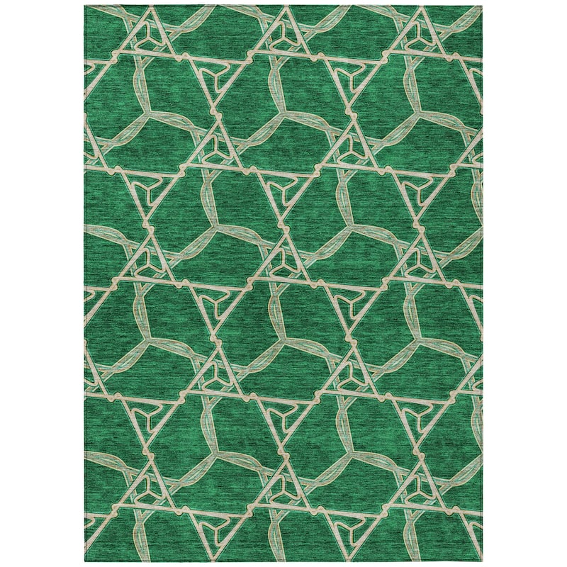 Machine Washable Indoor/ Outdoor Transitional Links Chantille Rug