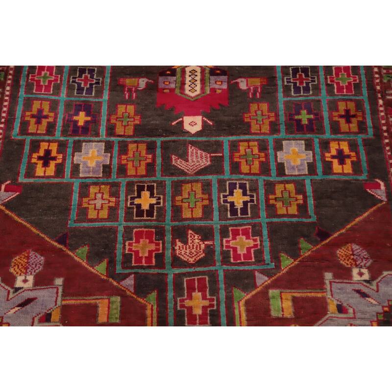 Hand Knotted Oriental 100% Wool Carpet Traditional Tribal Greys & Charcoal Ardebil Runner Rug - 10' 4'' X 3' 10''