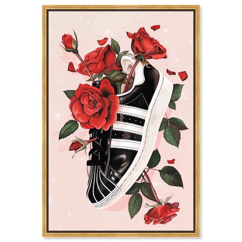 Sporty Sneaker Flowers Canvas by Art Remedy - Gold - 30" x 45"