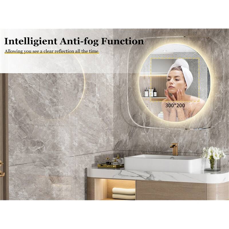 Anti Fog LED Bathroom Mirror W/Touch Control Energy Saving W/Soft Light - 31.5