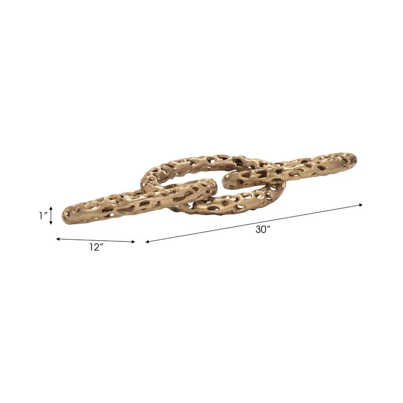 Sagebrook Home 31" Mahin Aluminum Link Chain in Gold Finish, 3"H - 31" x 8" x 3"