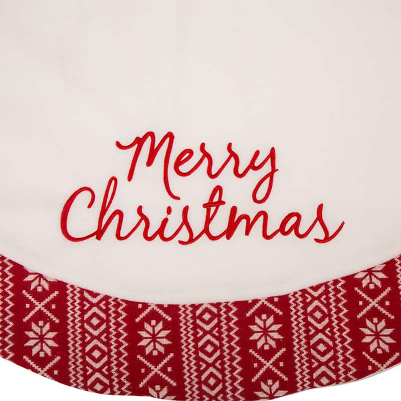 Glitzhome 48"D Traditional Dachshund Happy Holly Days Christmas Tree Skirt With Border
