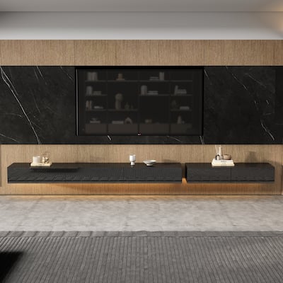 LED Light Wall Mounted Entertainment Center TV Media Console 2 PCS - 94.5INCH