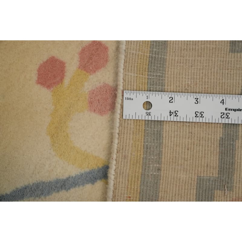 Hand-knotted Tribal Wool Beige Geometric Oriental Area Rug - 9' 3'' X 6' 6''