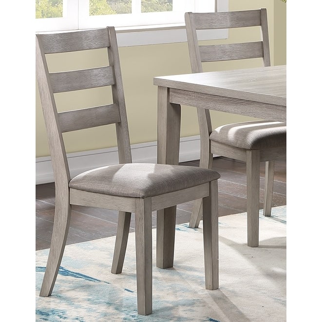 Classic Stylish Natural Finish 5pc Dining Set Kitchen Dinette Wooden Top Table and Chairs Cushions Seats Ladder Back Cha
