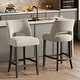 preview thumbnail 46 of 59, Upholstered Counter Height Bar Stools with wood legs for Kitchen Island Dining Room Set of 2 - Beige