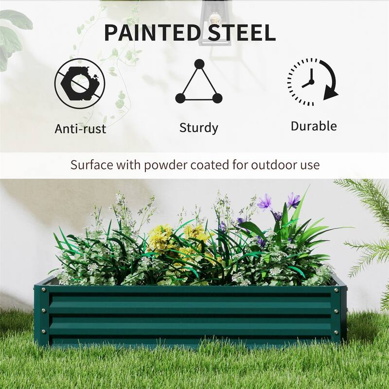 Galvanized Steel Garden Bed Planter for Vegetables and Flowers - 47.25" L x 23.5" W x 12" H