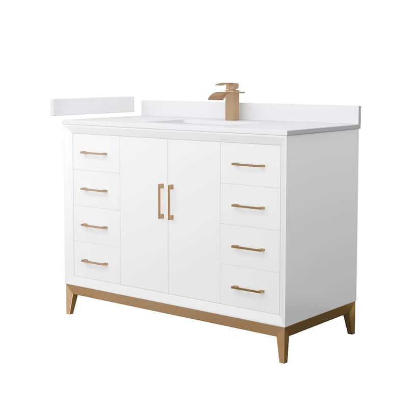 Wyndham Collection WCH818148S-VCA-UNSMXX Amici 48" Free Standing - White / White Cultured Marble Top / Satin Bronze