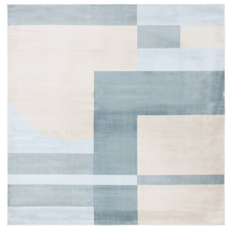 SAFAVIEH Orwell Theodocia Mid-Century Modern Rug - 6'7" Square - Beige/Blue
