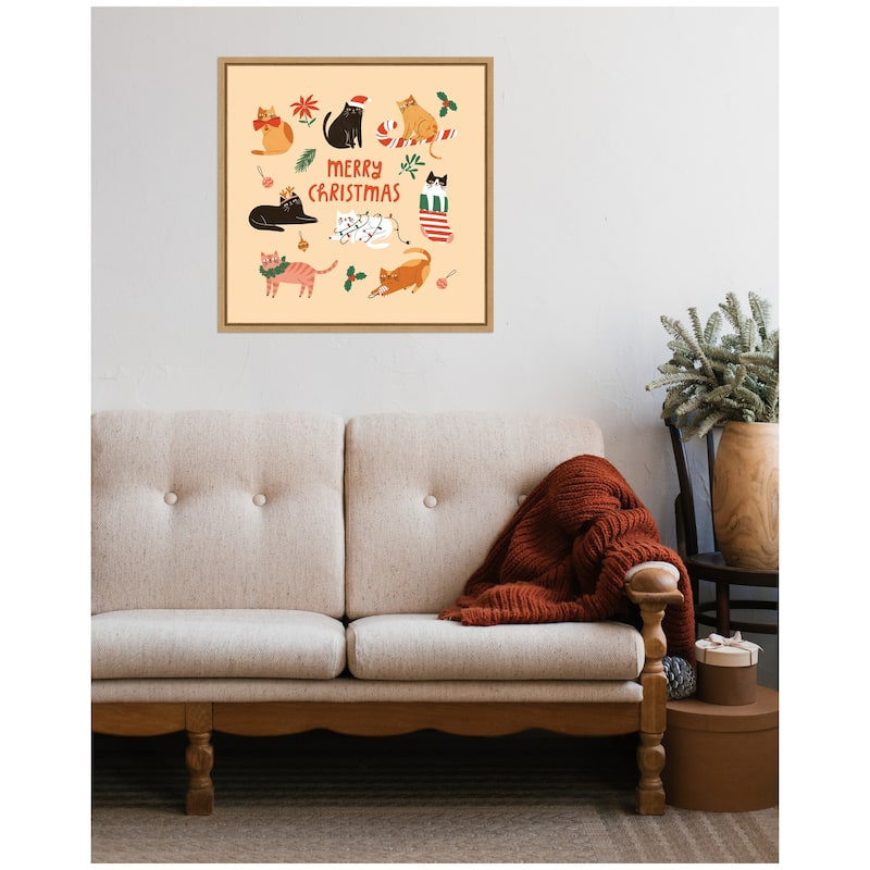 Kate and Laurel Sylvie Framed Canvas Christmas Cats by Tania Garcia