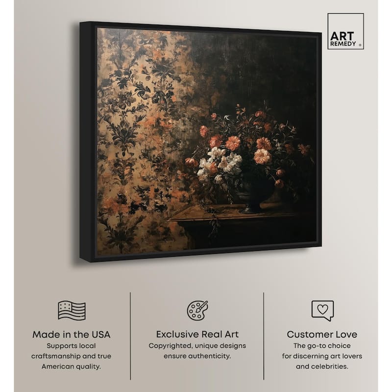 Dark Floral Elegance Canvas by Art Remedy