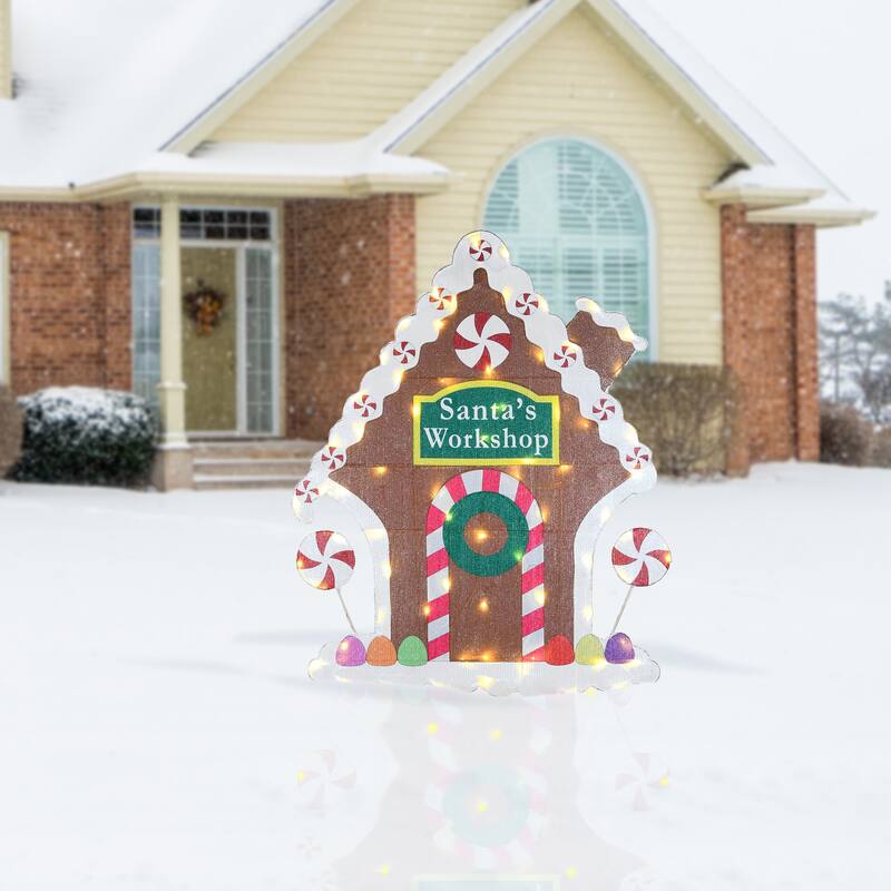 National Tree Company 42 in. Pre-Lit Gingerbread House - Champagne - 42 in