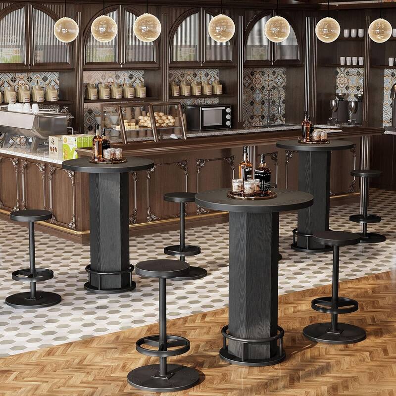 3-Piece Dining Table Set, Small Round Kitchen Table with 2 Chairs for Small Space, Apartment, Bistro