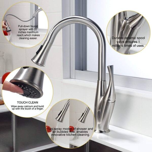 Pull Down Touch Single Handle Kitchen Faucet with Side Spray ...