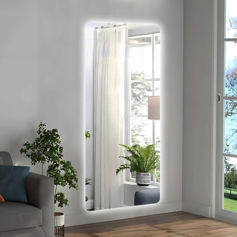 Full Body Mirror with Advanced Lighting and Safety Features - Silver