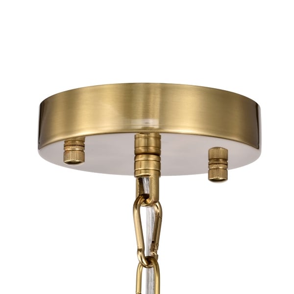 The Lighting Store Paula Brushed Shiny Brass 7 Light Glass Feather Shaped Chandelier