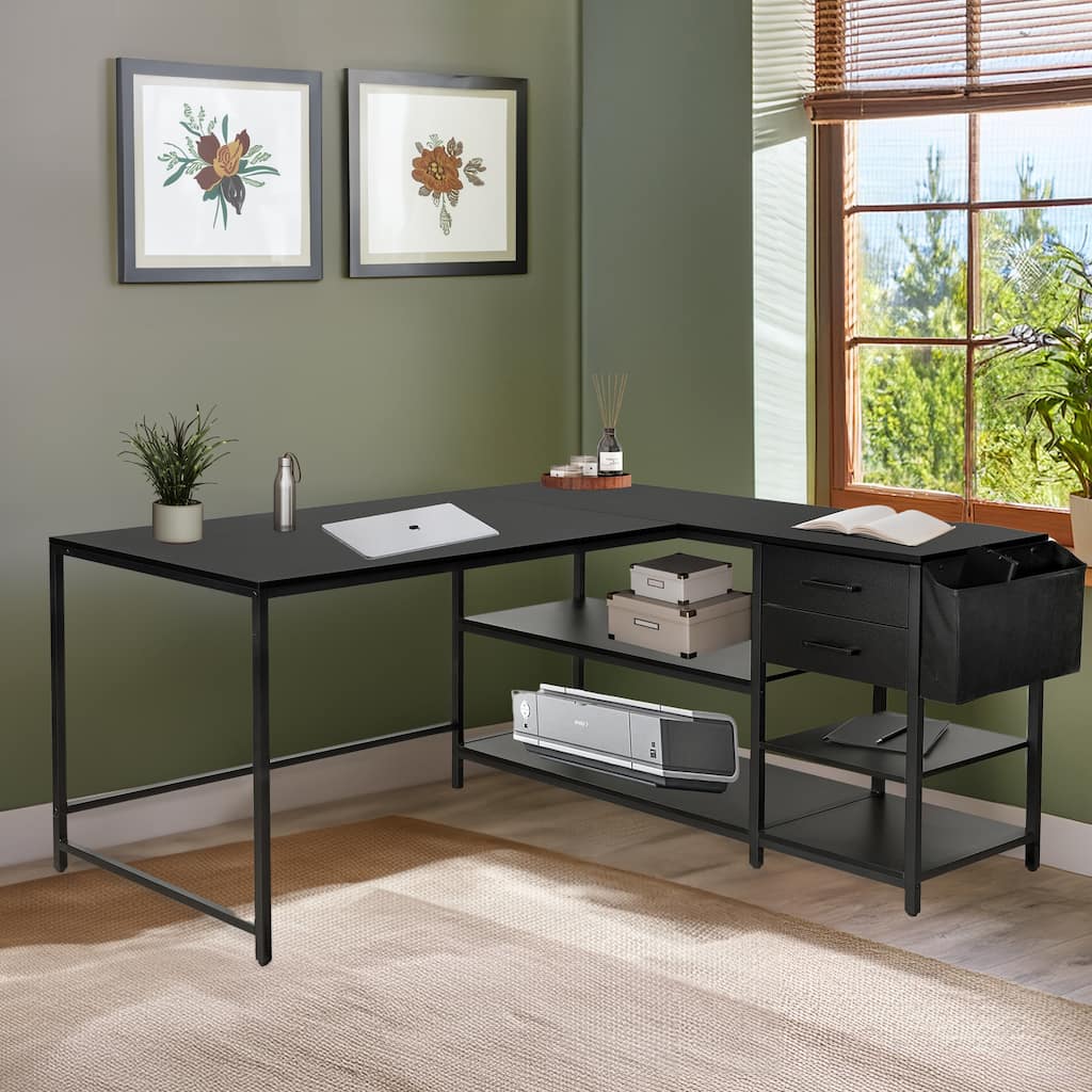 Modern Designs L-Shaped Desk with Smart Storage for Corner Workspaces