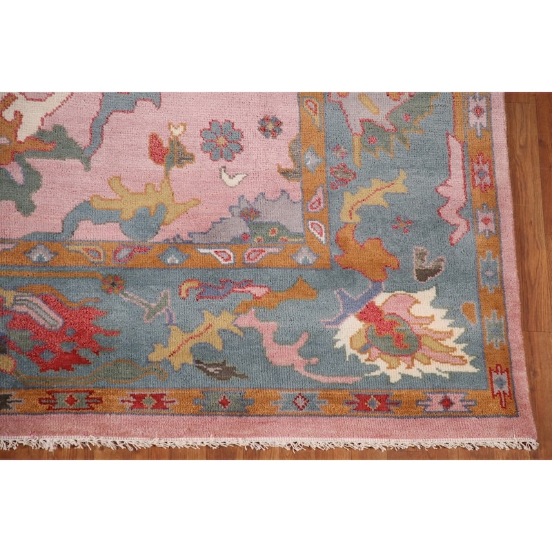 Pink Oushak Oriental Area Rug Handmade Wool Carpet - 8'5"x 10'2"