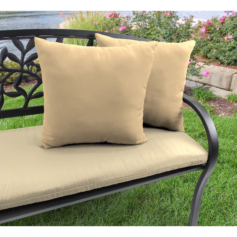 18" x 18" Beige Solid Outdoor Throw Pillow - Set of 2 - 18'' L x 18'' W x 4'' H