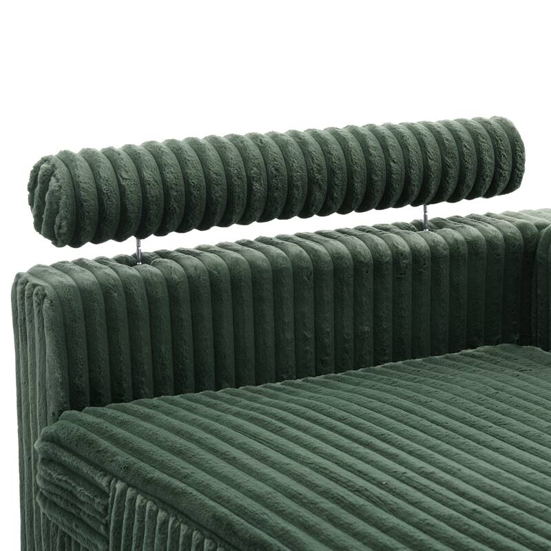 UIXE Upholstered Plush Bedroom Lounge Chairs with Left Armrest & Lumbar Pillow