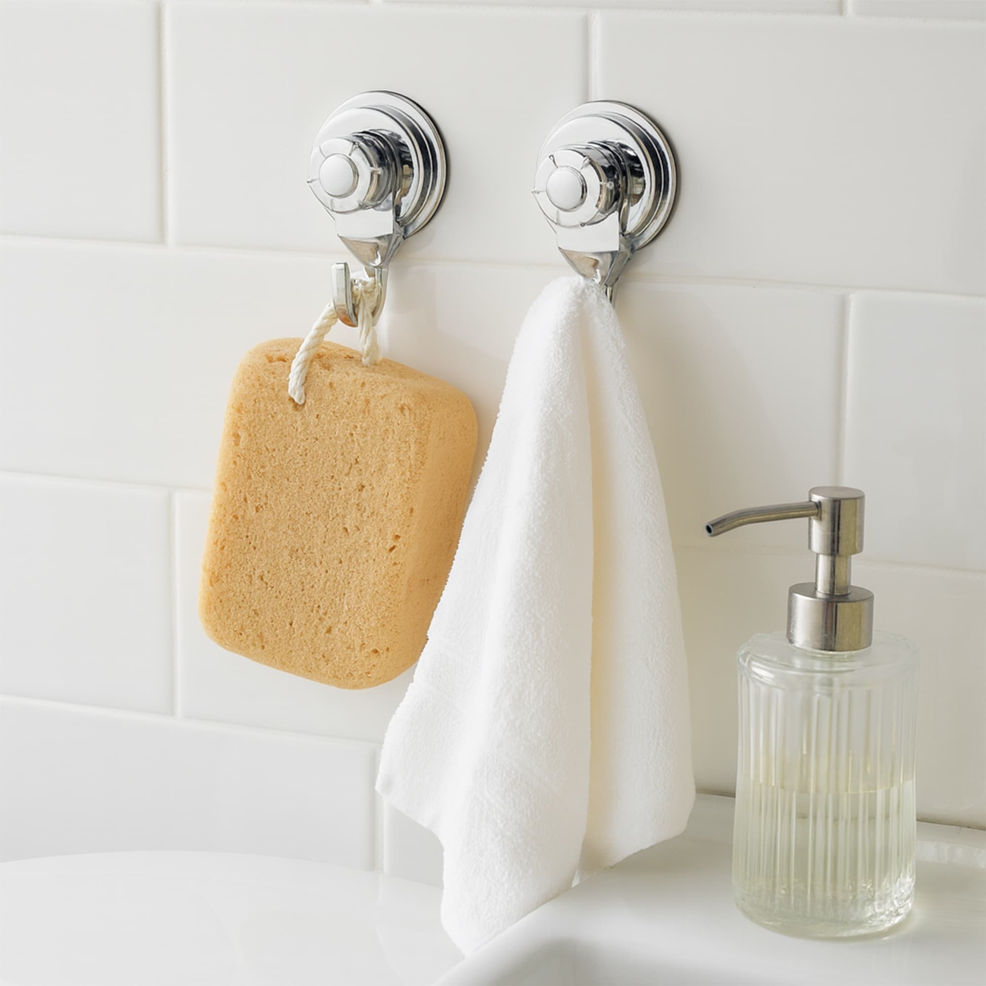 Set of 2 Strong Hold Vacuum Suction Cup Hooks for Shower