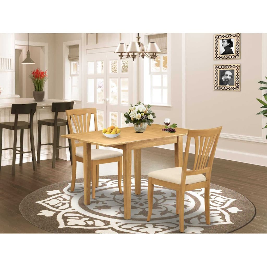 HomeStock 3-Piece Natural Brown Oak Finish Solid Wood Top Dining Table Set