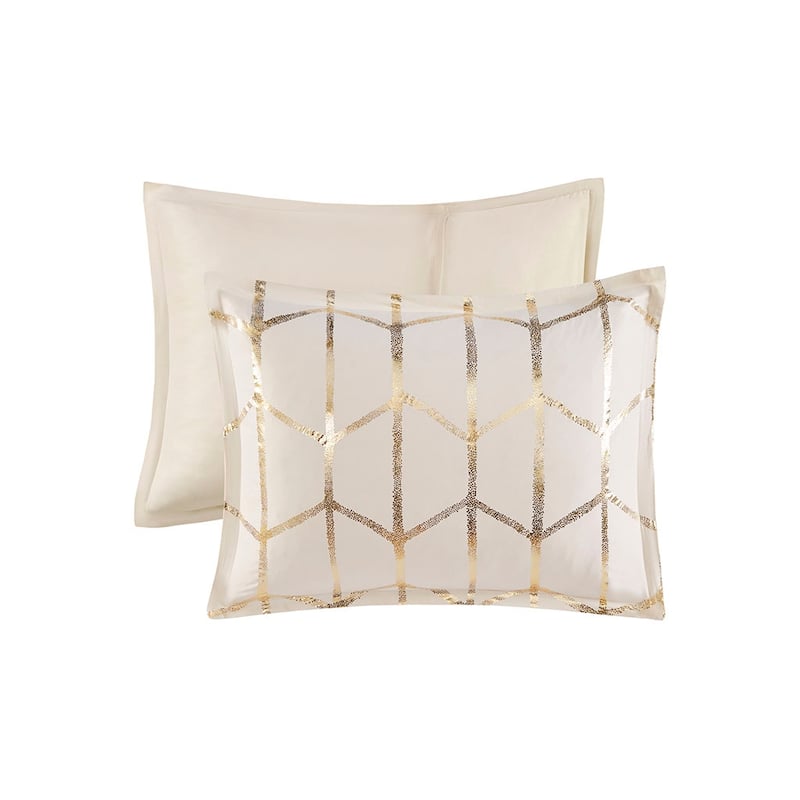 GDF Studio - Raina Metallic Printed Comforter Set with Decorative Pillows