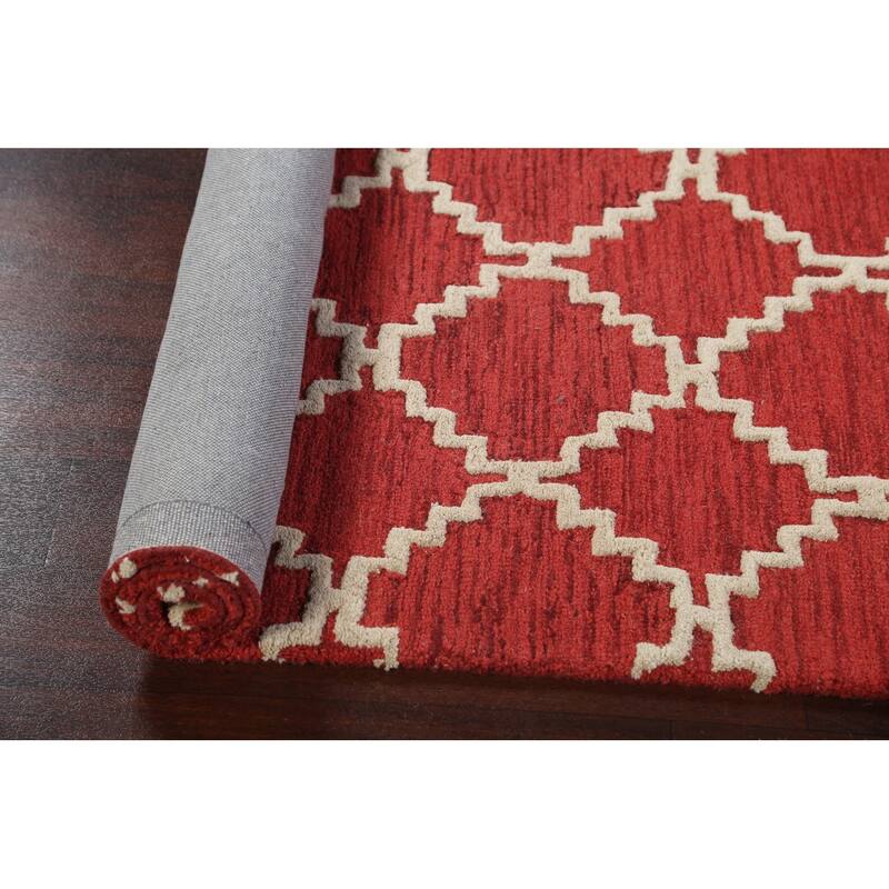 Red Trellis Contemporary Oriental Area Rug Hand-tufted Wool Carpet - 3'0" x 5'0"