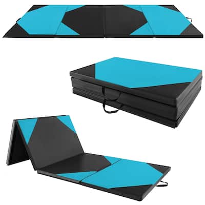 Gymax 10' x 4' x 2'' 4-Panel Folding Gymnastics Exercise Mat w/ Loop