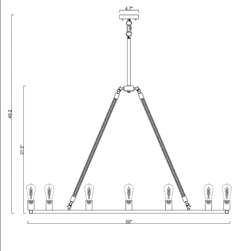 Brann Matte Black 14-Light Linear Kitchen Island Chandelier