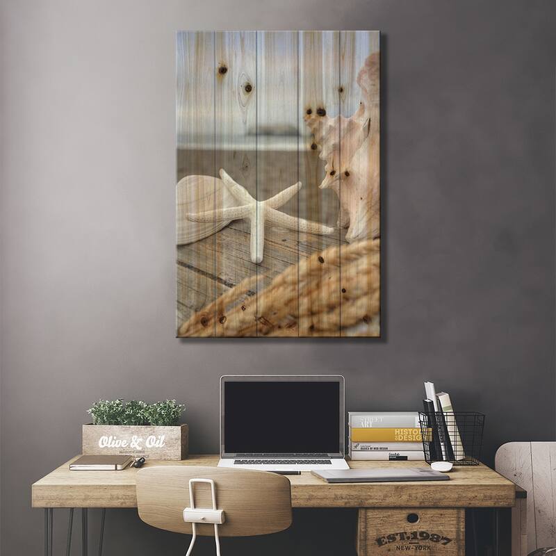 Crescent Beach Shells XII Print On Wood by Alan Blaustein - Multi-Color