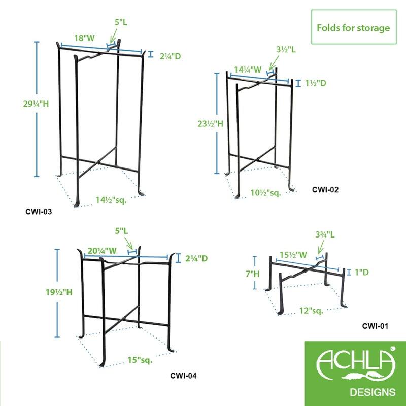 Achla Designs Multi Purpose Large Folding Floor Stand, 22 Inch Diameter, Black Powder Coat Finish