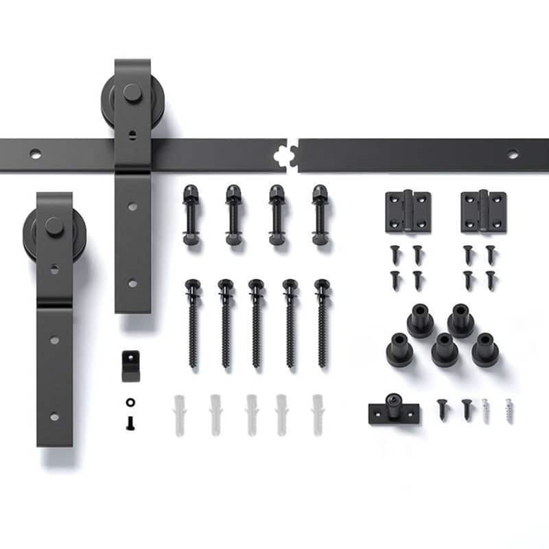 60" Sliding Barn Door Hardware Kit for 2 Doors, J Shape,No Door (Track Length 60" for Double 28" Wide Door)