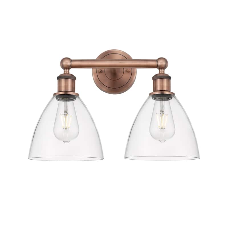 Innovations Lighting 616-2W-12-17 Bristol Vanity Bristol Glass 2 Light - Antique Copper / Clear